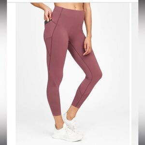 Spanx Every Wear Laser Wave 7/8 Leggings High Rise Perforated Midnight Rose XS